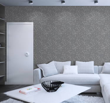 Carta da parati foglie elegante motivo grigio - TenStickers