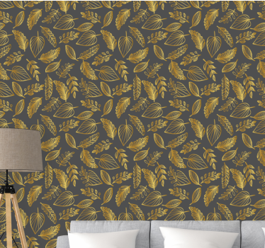Carta da parati foglie elegante motivo effetto dorato - TenStickers