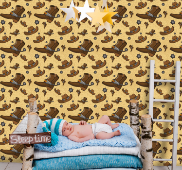 Carta da parati vintage texture modello di stivali da cowboy - TenStickers