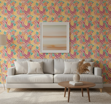 Carta da parati foglie mosaico colorato - TenStickers