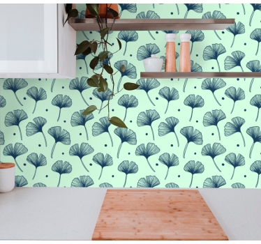 Carta da parati foglie motivo a foglie di ginkgo - TenStickers