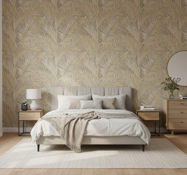 Carta da parati foglie texture palma beige - TenStickers