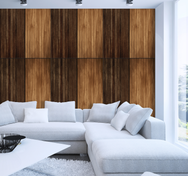 Carta da parati marrone boiserie contemporanea in legno - TenStickers