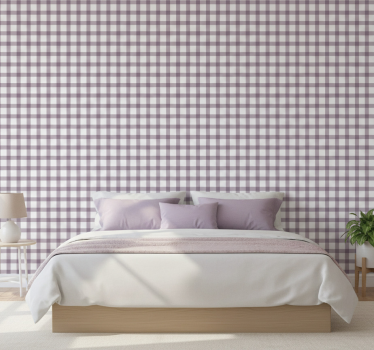 Carta da parati moderna texture gingham lilla - TenStickers