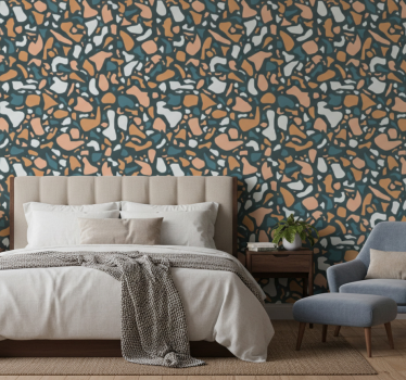 Carta da parati moderna texture terrazzo marrone e blu - TenStickers