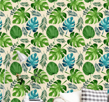Carta da parati natura disposizione di foglie tropicali - TenStickers