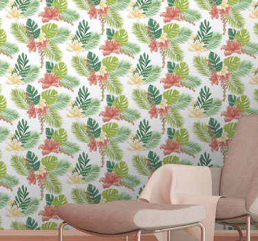 Carta da parati natura fioritura del fogliame tropicale - TenStickers