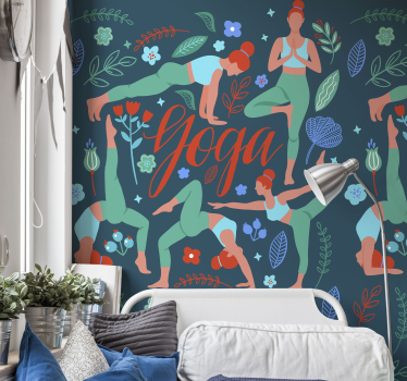 Carta da parati natura lo yoga pone l'illustrazione - TenStickers