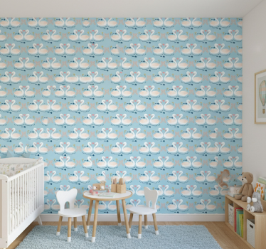 Carta da parati natura motivi di cigni innamorati blu - TenStickers