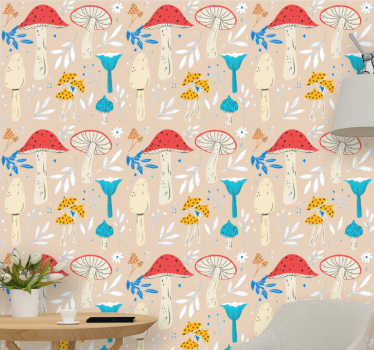 Carta da parati natura motivi di funghi - TenStickers