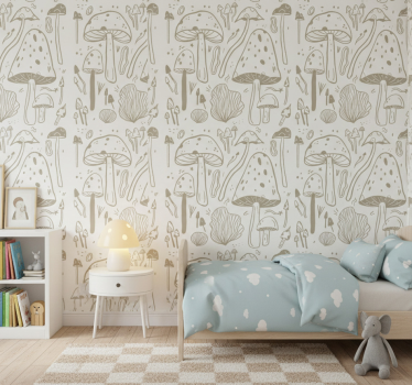 Carta da parati natura motivo funghi beige - TenStickers