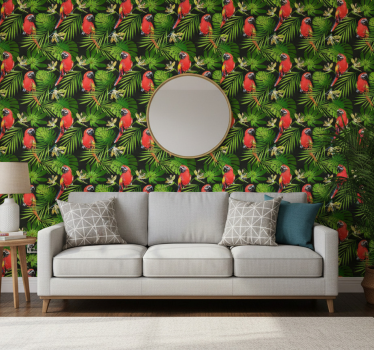 Carta da parati natura pappagalli tropicali verdi - TenStickers