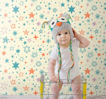 Carta da parati neonato decorazioni a stella colorate - TenStickers