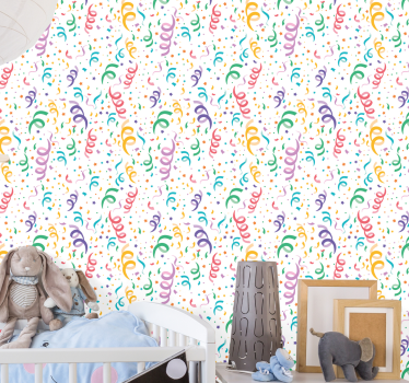 Carta da parati neonato disegno di coriandoli festivi - TenStickers