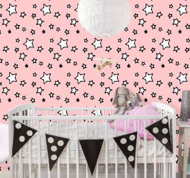 Carta da parati neonato disegno stelle rosa - TenStickers