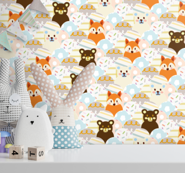 Carta da parati neonato facce di animali - TenStickers