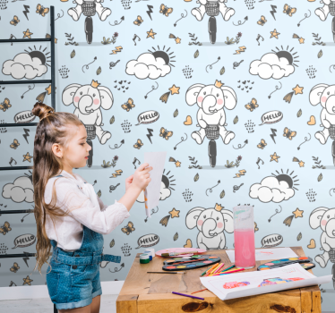 Carta da parati neonato giro in elefante - TenStickers
