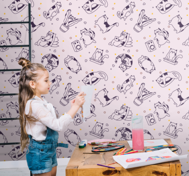 Carta da parati neonato linea artistica giocosa - TenStickers