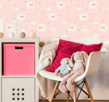 Carta da parati neonato modello di pecora carina - TenStickers