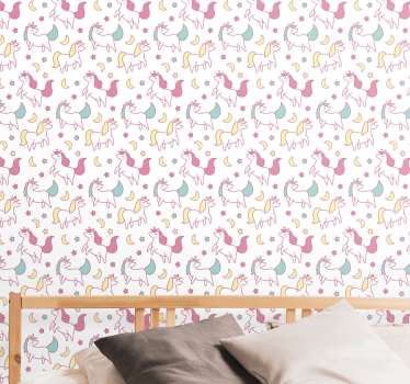 Carta da parati neonato modello di unicorni - TenStickers