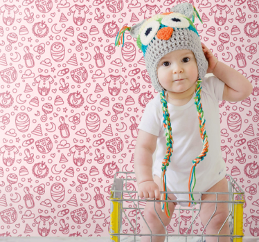 Carta da parati neonato giocattoli e vestiti rosa - TenStickers