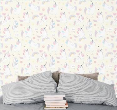 Carta da parati neonato unicorni e arcobaleni - TenStickers
