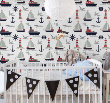 Carta da parati neonato vivaio nautico - TenStickers