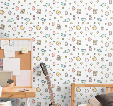 Carta da parati neonato motivo ispirato ai dolci - TenStickers