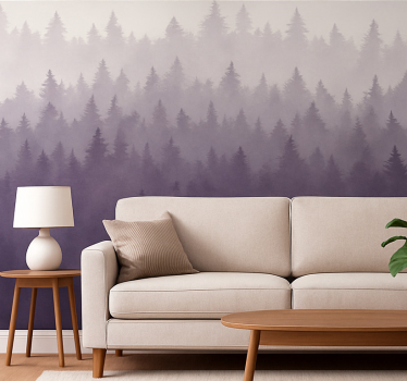 Carta da parati paesaggi foresta nebbiosa viola - TenStickers