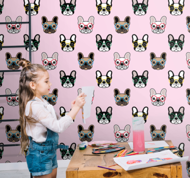 Carta da parati bulldog francese con occhiali - TenStickers