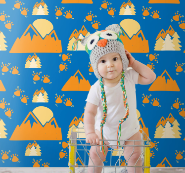 Carta da parati neonato avventura dell'orso di montagna - TenStickers
