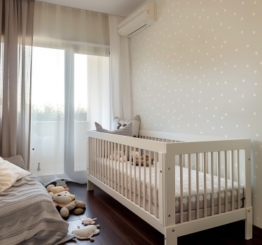 Carta da parati neonato colore beige con puntini bianchi - TenStickers