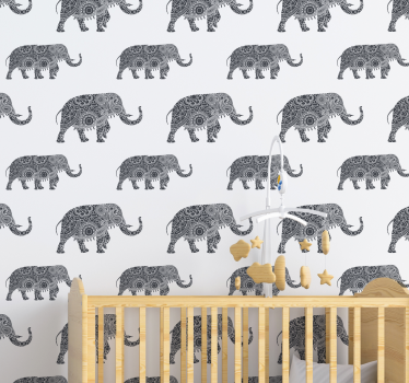 Carta da parati neonato elefanti decorati - TenStickers