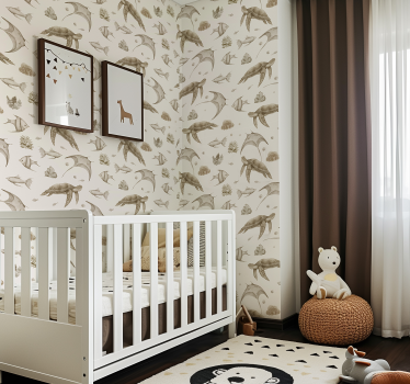 Carta da parati neonato motivo oceano beige - TenStickers