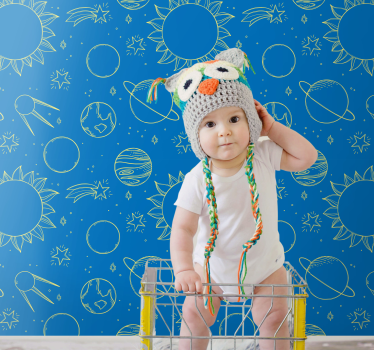 Carta da parati neonato sfondo a tema spaziale - TenStickers