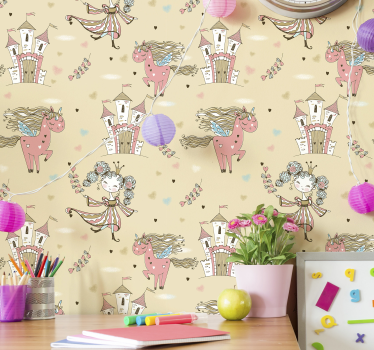 Carta da parati cameretta unicorni da favola - TenStickers