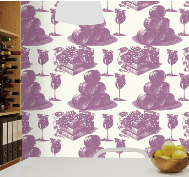 Carta da parati rustica uva e barili - TenStickers