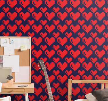 Carta da parati pois cuori pixelati - TenStickers