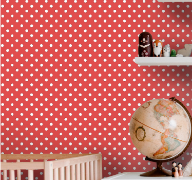 Carta da parati pois motivo rosso e bianco - TenStickers