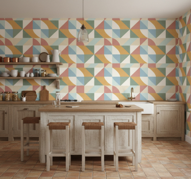 Carta da parati rustica forme geometriche colori chiari - TenStickers