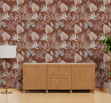 Carta da parati terracotta foglie di monstera - TenStickers