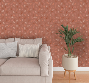 Carta da parati terracotta modello di foglie - TenStickers