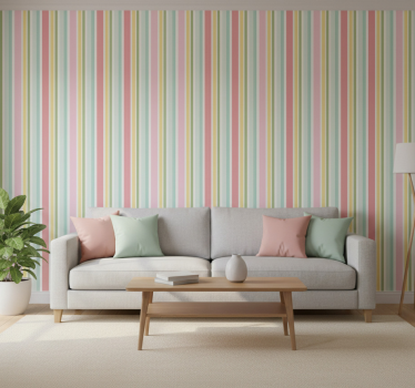 Carta da parati texture design a righe multicolore pastello - TenStickers