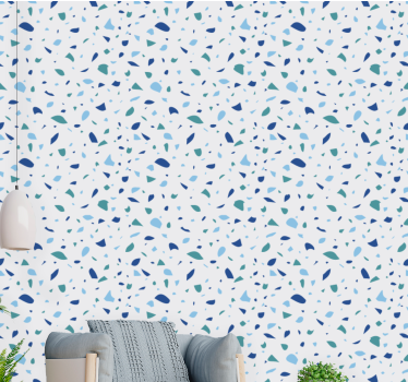 Carta da parati texture terrazzo semplice blu - TenStickers
