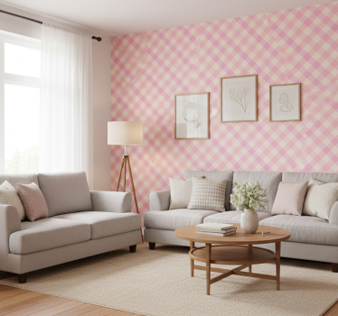 Carta da parati texture motivo a quadri rosa - TenStickers