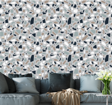 Carta da parati texture terrazzo grigio elegante - TenStickers