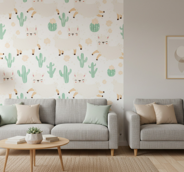 Carta da parati texture simpatici lama acquerello e cactus - TenStickers