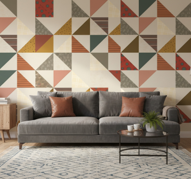 Carta da parati vintage motivo triangoli patchwork - TenStickers
