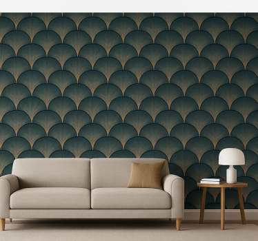 Carta da parati vintage texture ventagli verdi art déco anni '20 - TenStickers