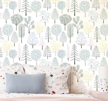 Carta da parati con diversi tipi di alberi - TenStickers